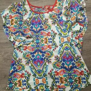 Multicolor top with ruffle